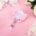 Kimoli Embroidery Pink Bow Nurse Badge Reel Retractable Pink Clip by Deal US