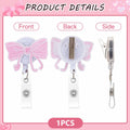 Kimoli Embroidery Pink Bow Nurse Badge Reel Retractable Pink Clip by Deal US