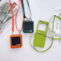 Duboby Samsung Galaxy Z Flip 6 Case Card Holder Lanyard Hinge Protection Orange by Deal US