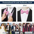 HISDERN Pink Floral Paisley Polyester Bow Tie & Pocket Square Set Size One Size by Deal US