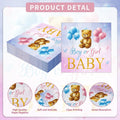 Litmitfu Baby Gender Reveal Napkins 3-Ply Bear Pink Blue 40 Pcs by Deal US