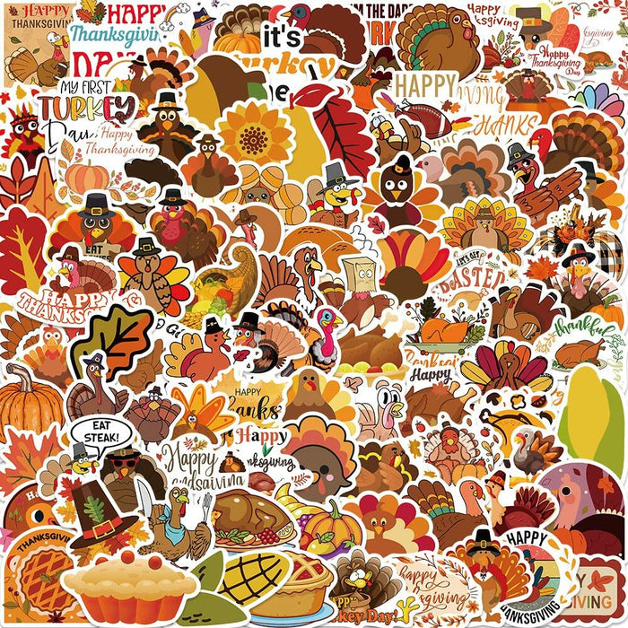 QQUK Thanksgiving Pumpkin Stickers Pack 100 Pcs Waterproof Brown Fall Decals by Deal US