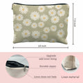Likjad Sage Green Linen Cosmetic Bag Daisy Decor by Deal US