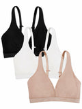 Fruit of the Loom Womens Wirefree Cotton Bralette Black/White/Sand Size 3XL by Deal US