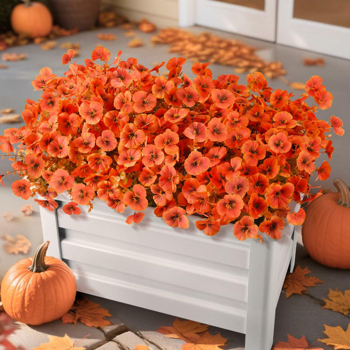 INQCMY Artificial Fall Flowers 12 Bundles Faux Pansies Orange UV Resistant by Deal US