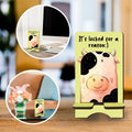 Nuckxy Cute Cow Wooden Phone Stand Organizer Multi Color 15" by Deal US