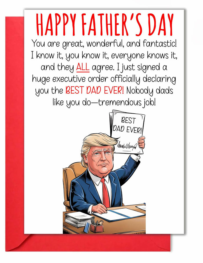 HOMEVAGE Fathers Day Card Funny Quote Folded 5x7in Red Envelope by Deal US