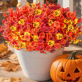INQCMY Artificial Fall Flowers Faux Pansies Mums 12 Bundle 14" Red Orange Yellow by Deal US