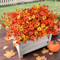 INQCMY Artificial Fall Flowers Faux Pansies Mums 12 Bundle 14" Red Orange Yellow by Deal US
