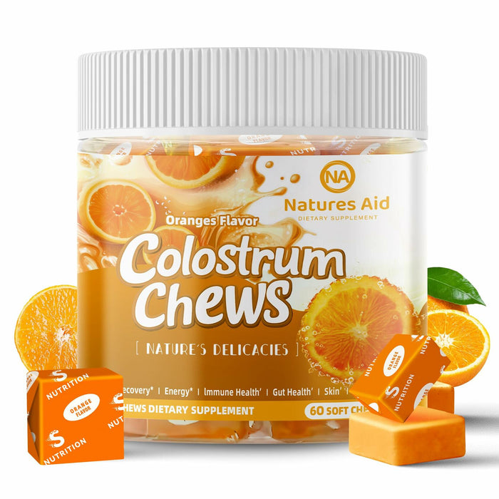BestBy12/26 Natures Aid Colostrum Chews Probiotics Gut Health Orange 60 Sv by Deal US