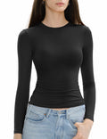 C202 Women's Long Sleeve Crew Neck Slim Fit Top Soot Size X-Small by Deal US