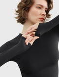 C202 Women's Long Sleeve Crew Neck Slim Fit Top Soot Size X-Small by Deal US