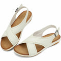 UBFEN Womens Flat Sandals Arch Support Adjustable Slingback White Size 10 by Deal US