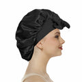 yqswstl 2Pc Silk Bonnet Satin Hair Wrap Tie Band Adjustable Pink+Black by Deal US