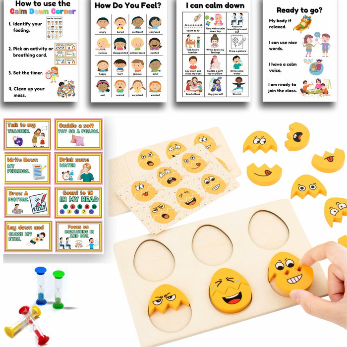 Roromonia Calming Corner Kit with Posters Feelings Chart Wooden Puzzle by Deal US