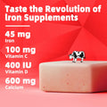 BestBy12/25 Natures Aid Chewable Iron Supplement Strawberry Flavor 2Month Supply by Deal US