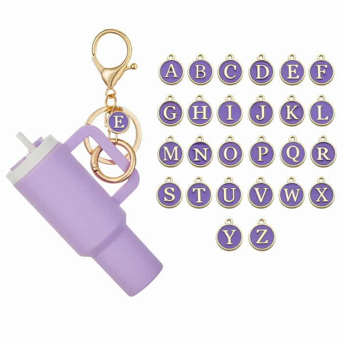 Sanyaa Initial Mini Cup Keychain Accessories for Stanley Purple E by Deal US