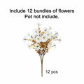 HyeFlora Fake Mums Artificial Fall Flowers 12 Bundles White Silk Morning Glory by Deal US