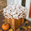 HyeFlora Fake Mums Artificial Fall Flowers 12 Bundles White Silk Morning Glory by Deal US