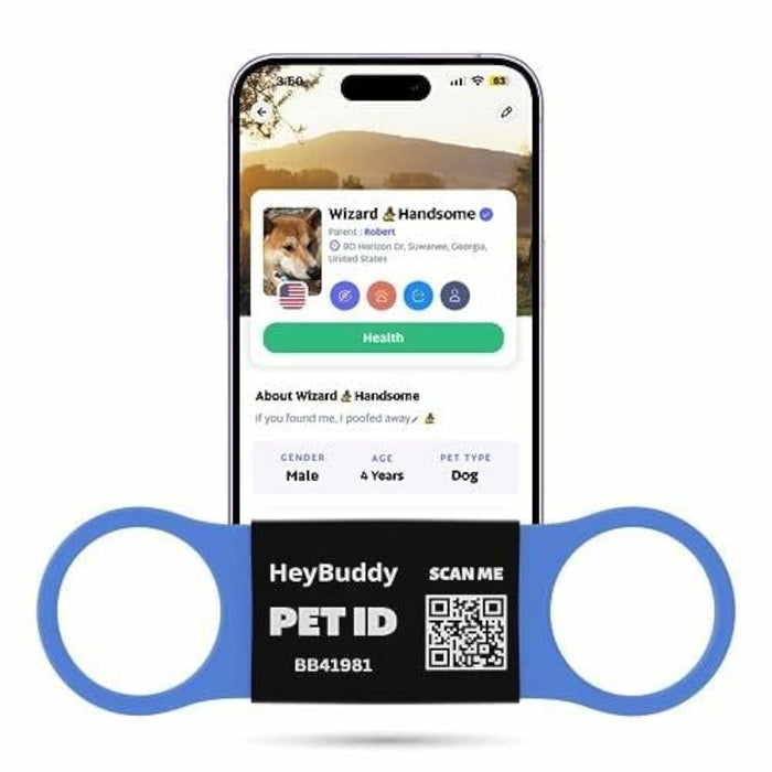 HeyBuddy Slide Series QR Code Smart Pet Tag Stainless Steel Blue by Deal US