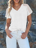 Magritta Women's Lace V-Neck Short Sleeve Tee White Size 3XL by Deal US