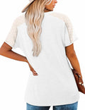 Magritta Women's Lace V-Neck Short Sleeve Tee White Size 3XL by Deal US
