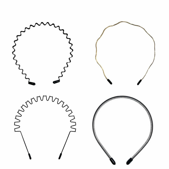 WEIMAISI 4pcs Black Metal Wavy Non Slip Hair Hoop Headband Accessories by Deal US