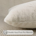 JoraLion Faux Fur Lumbar Pillow Cover 14x36 inch Cream Rabbit Plush 1 Cover by Deal US