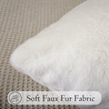 JoraLion Faux Fur Lumbar Pillow Cover 14x36 inch Cream Rabbit Plush 1 Cover by Deal US