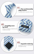 [Like New] HISDERN Men's Silk Striped Necktie & Handkerchief Set Light Green Size 8.5cm by Deal US