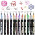 YIJHLHB 12 Color Metallic Outline Markers Double Line Glitter Paint Pink by Deal US