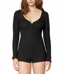 Florence by mills Women's Micro Thermal Romper Black Size X-Small by Deal US