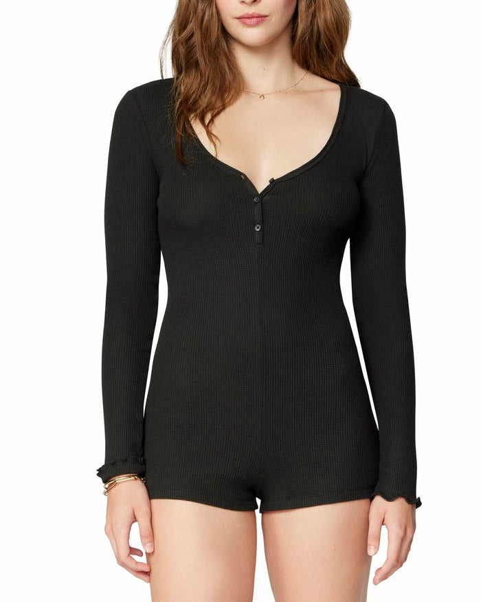 Florence by mills Women's Micro Thermal Romper Black Size X-Small by Deal US