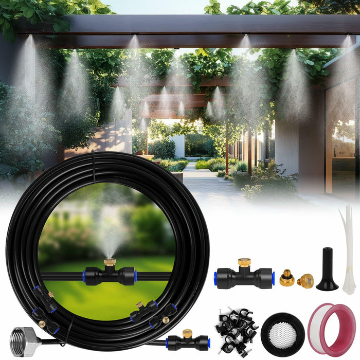 UBYNID 82FT Patio Misting System 21 Brass Nozzles Outdoor Cooling Adapter by Deal US