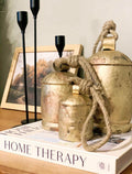 [Like New] NODYES Set of 3 Giant Rustic Harmony Bells 17in Gold Handmade Metal by Deal US