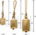 [Like New] NODYES Set of 3 Giant Rustic Harmony Bells 17in Gold Handmade Metal by Deal US