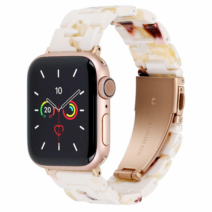 MAIRUI Resin Watch Band for Apple Watch 49/45/44/42mm Slim Strap Nougat White by Deal US