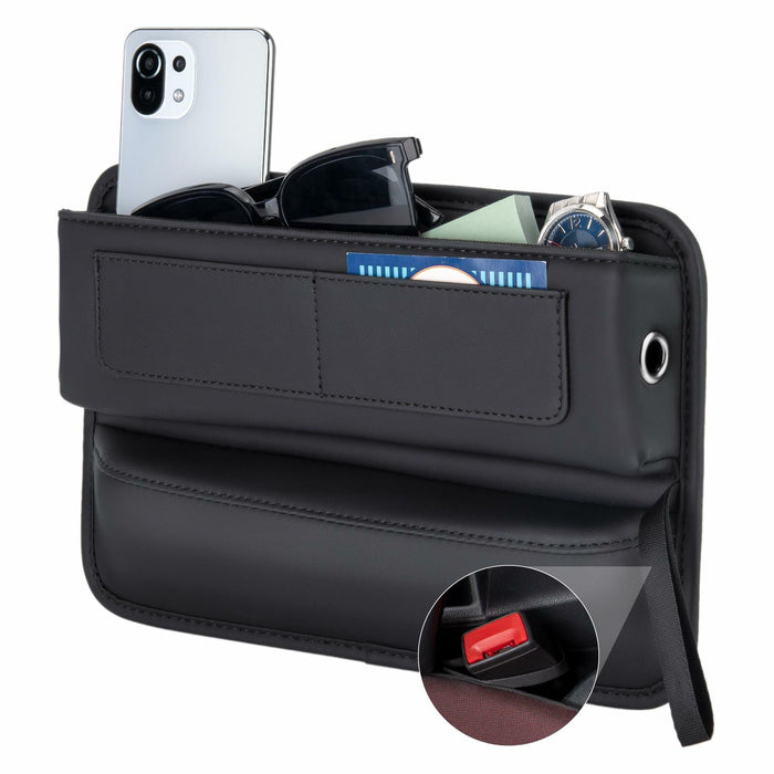 ALIOBC Car Seat Gap Filler Organizer Premium Leather Black 1 Pack by Deal US