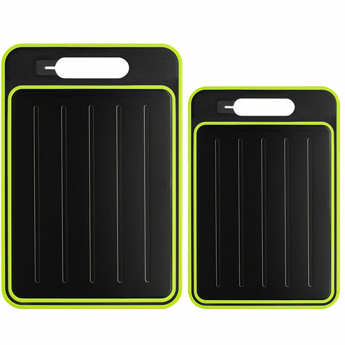 AOWBCGD Cutting Board Double Sided 2 Pcs Large+Small Black Stainless Steel by Deal US