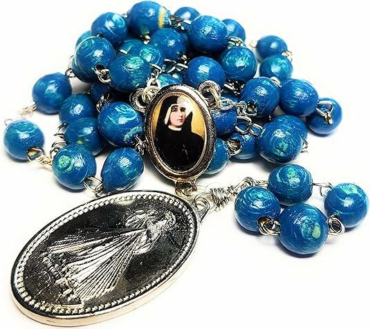 Saint Faustina Kowalska Divine Mercy Chaplet Blue Cord Poland Novena by Deal US
