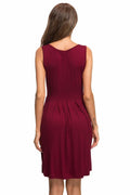 AUSELILY Women's Sleeveless Pleated Loose Swing Dress Wine Red Size XL by Deal US