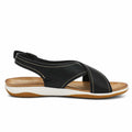UBFEN Womens Flat Sandals Arch Support Slingback Black Size 9 by Deal US