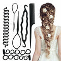ZZJB Women's Hair Styling Set 7-Piece Black Resin French Braid Tools by Deal US