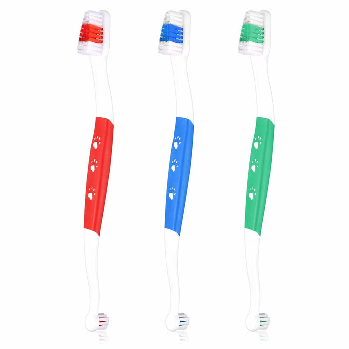 XIHIRCD 3pcs Dual Headed Pet Toothbrush Soft Bristles Dental Care Kit by Deal US