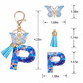Besvatsy Blue Heart Alphabet Keychain Tassel Butterfly Pendant Medium by Deal US
