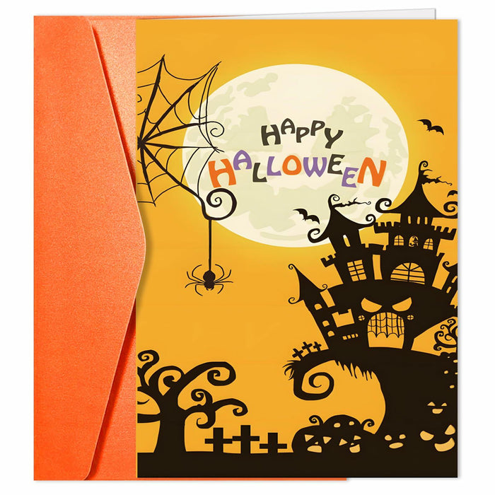 MINGUANGXIXSW Halloween Greeting Card Spooky Castle Moon Design with Envelope by Deal US