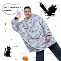 REXEO Halloween Flannel Hoodie Blanket with Pocket Black One Size by Deal US