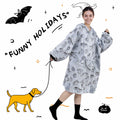 REXEO Halloween Flannel Hoodie Blanket with Pocket Black One Size by Deal US