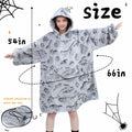 REXEO Halloween Flannel Hoodie Blanket with Pocket Black One Size by Deal US