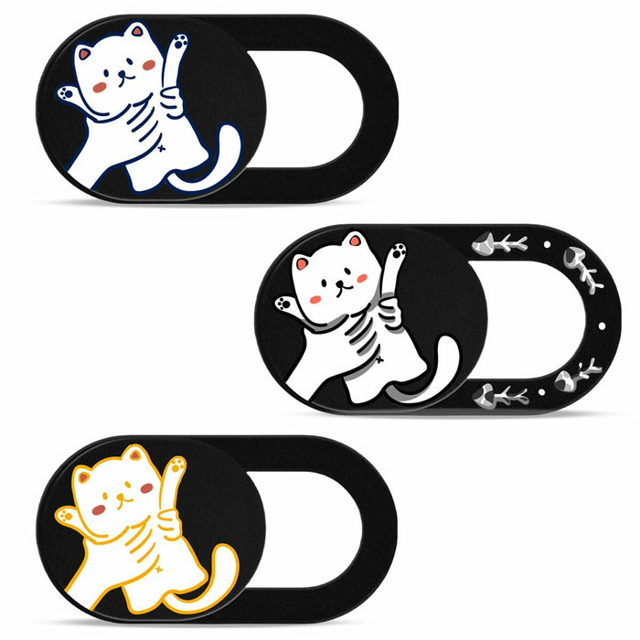 DR. PANDACAT Hug Me Cat 3-Pack Laptop Camera Cover Slide Black White by Deal US